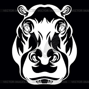 Head of mascot hippopotamus head on black - vector clipart