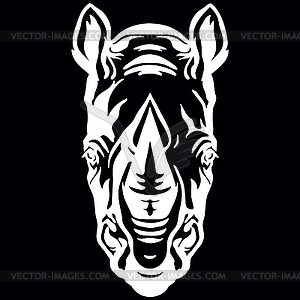Head of mascot rhino head on black - vector clipart