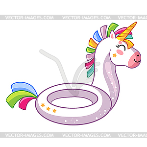 Cute inflatable circle in shape of unicorn - vector clipart