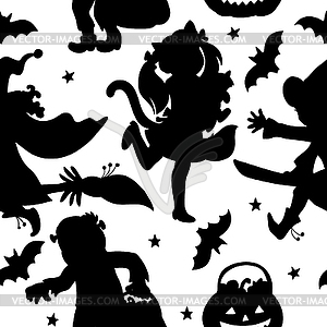 Seamless pattern with silhouette of children in - vector image