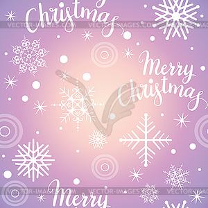 White snowflakes and lettering on purple seamless - stock vector clipart