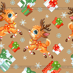 Seamless pattern with fox, deer and rabbit - stock vector clipart