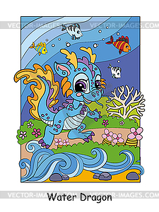 Cute mermaid swims with clown fishes colorful - vector clip art