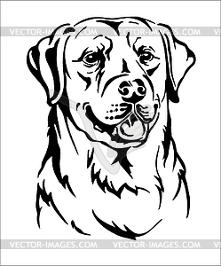 Labrador retriever dog black contour portrait - vector image