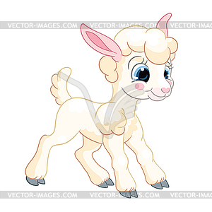 Little cute funny character standing lamb - royalty-free vector clipart