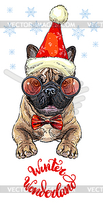 Christmas french bulldog - vector clip art