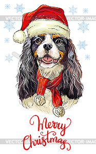 Christmas dog spaniel - vector clipart