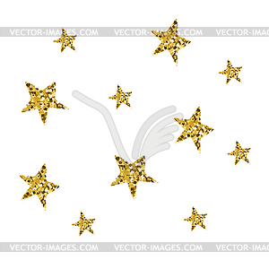Golden sparkling stars fall - vector clipart