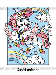 Cute unicorn head with rainbow mane - vector image