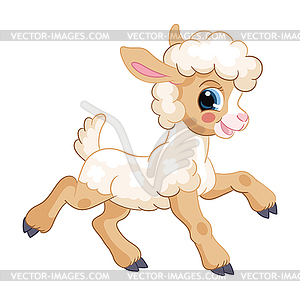 Joyful cute funny character lamb - vector clipart