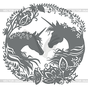 Papercut and cricut unicorn template  - vector clipart