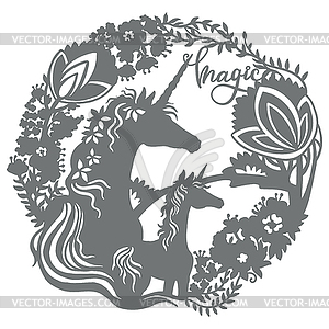 Papercut and cricut unicorn template  - vector clipart / vector image