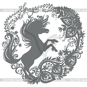 Papercut and cricut unicorn template  - vector clipart