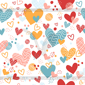 Seamless pattern with hearts in trendy colors - vector image