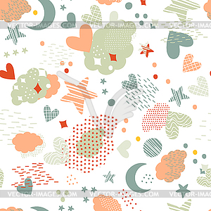 Cosmic seamless pattern in trendy colors - vector clipart
