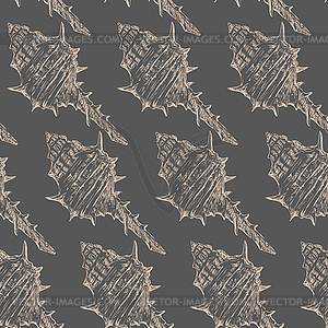 Бесшовный узор ракушки серый - векторный клипарт / векторное изображение