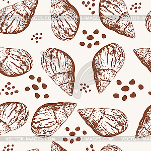 Seamless pattern brown seashells - vector clipart / vector image