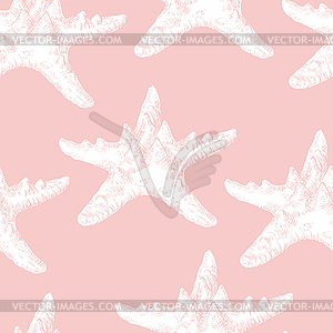 Seamless pattern starfish pink - vector image