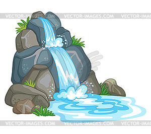 Waterfall in cartoon style - vector clipart