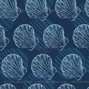 Marine seamless pattern seashells - vector image