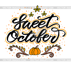 Sweet october hand lettering phrase - vector clip art