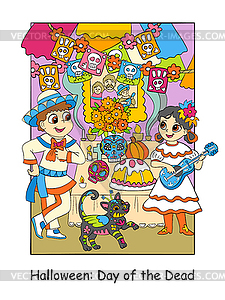 Halloween Day of Dead colorful - vector clip art