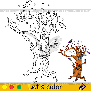 Halloween kids coloring with template scary dead - vector image