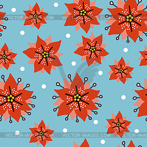 Seamless pattern christmas Poinsettia background - vector clipart