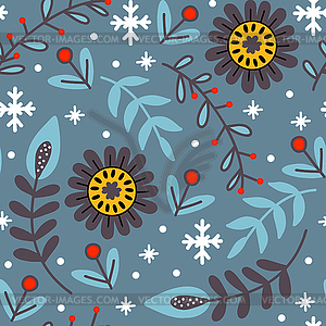 Seamless pattern christmas plants background - vector image