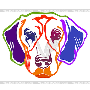 Abstract portrait of beagle dog color contour - vector clipart