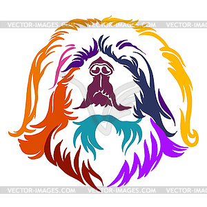 Абстрактный портрет собаки пекинеса по цветовому контуру - векторный эскиз