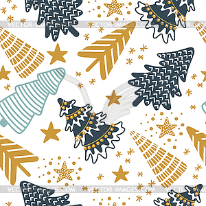 Seamless pattern christmas trees background - vector clipart