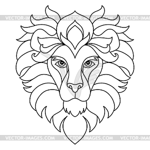Head of lion coloring template - vector clipart