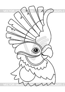 Parrot exotic bird coloring template - vector image