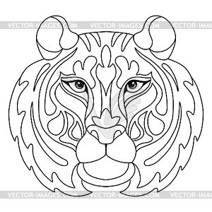 Head of tiger coloring template - vector clipart