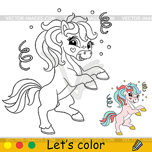 Kids coloring cartoon unicorn character  - vector image