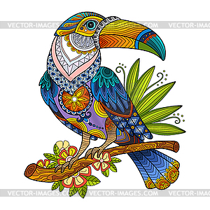 Tangle abstract toucan colorful - vector image