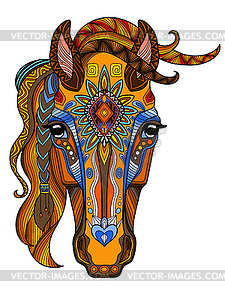 Abstract tangle horse head colorful - vector clip art