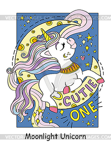 Cute beautiful unicorn girl with flowers coloring - vector clip art