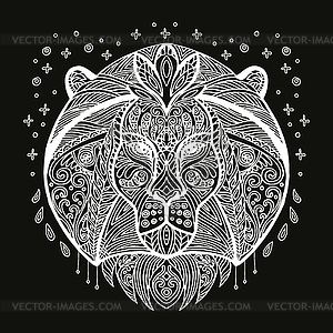 Coloring white lion head - vector image