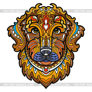 Retriever head dog color tangle doodle - vector clipart