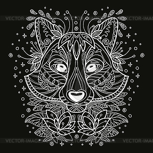 Coloring Racoon head white - vector clip art