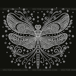 Coloring dragonfly white - vector clipart