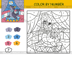 Kids coloring by number circus seal - vector clip art