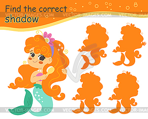 Find correct shadow mermaid with ginger hair - royalty-free vector image