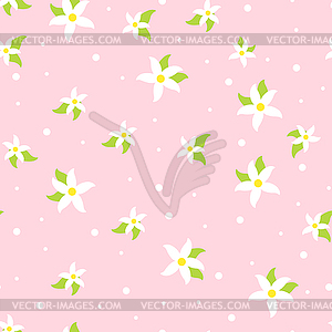 Бесшовный узор с белыми цветами на розовом фоне - стоковый клипарт