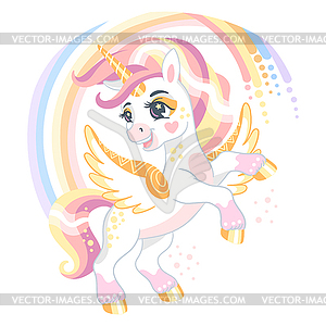 Cute cartoon character happy unicorn 13 - vector image