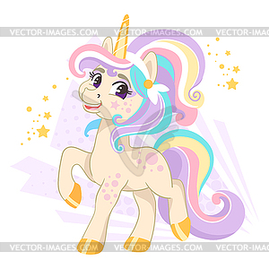 Cute cartoon character happy unicorn 21 - royalty-free vector image