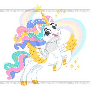Cute cartoon character happy unicorn 24 - vector clip art