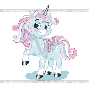 Cute cartoon winter unicorn - vector clip art